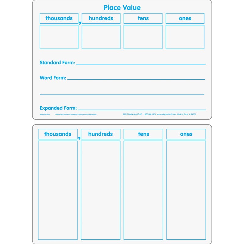 Really Good Stuff Basic Place Value Dry Erase Boards - 6 Boards - Image 4